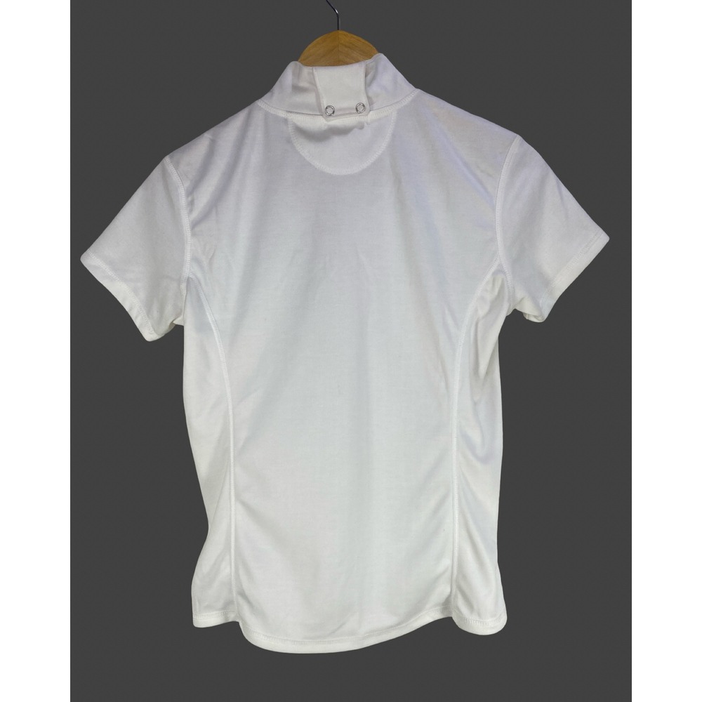 Romfh Equestrian Show Shirt Womens White CoolMax Short Sleeve Quarter Zip Size 2 - Picture 2 of 8